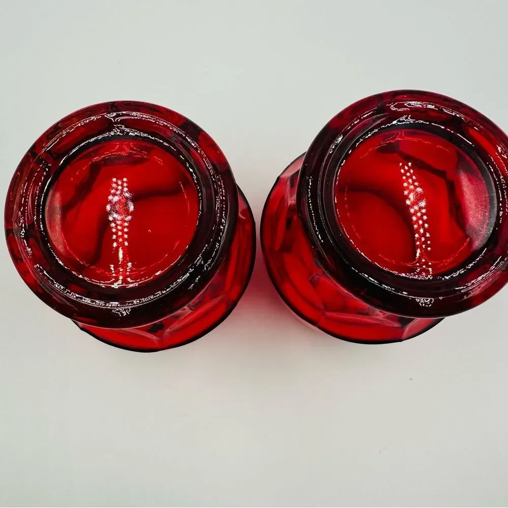Vintage Glass Georgian Ruby Faceted Glass Tumblers Set of 2 Drinkware Holiday